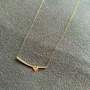 Yellow 10k Gold Polished Bar Necklace with Heart